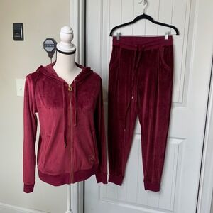 Michael Kors red velvet velour 2 piece‎ set tracksuit size small athleisure